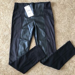Faux leather panel pants/Size Medium/Zara W&B Collection